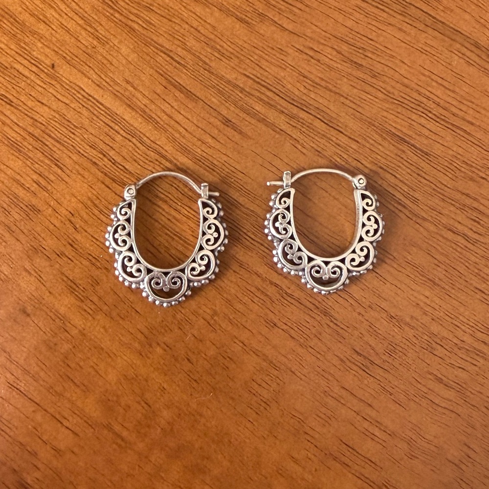 Sterling Silver Boho Hoop Earrings 🩶